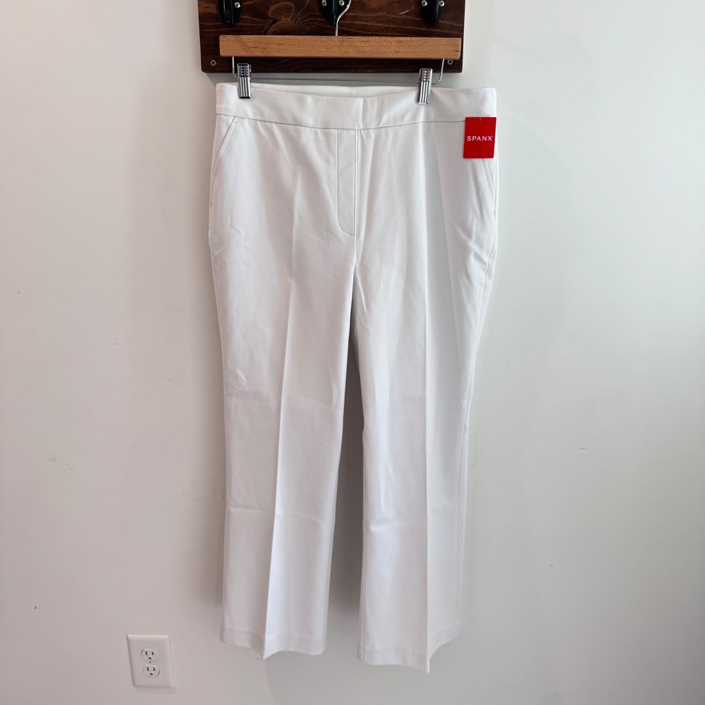 Spanx Kick Flare Pants Classic White Stretch Twill Cropped Trousers XL NWT